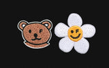 Small Flower Bear Face Embroidery Smile Sweatshirt