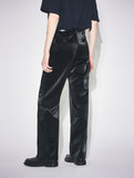 CREASE LEATHER WIDE PANTS