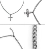 [BLACKPURPLE] SINGATURE CHAIN CUBIC CROSS LONG DROP NECKLACE