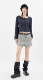 Carpenter loop mini denim skirt