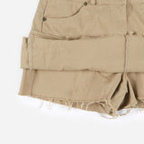 Low waist cutting mini cargo skirt