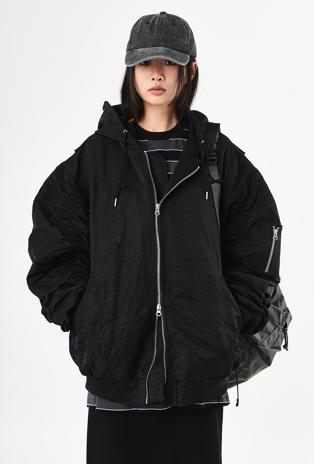 Raucohouse(ラウコハウス) - Shirring over hood flight jumper – einz.jp