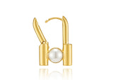 H Edition Silver H pearl one touch earring