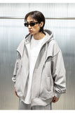 REVERSE INCISON CURVE HOOD ZIP-UP