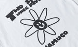 [23.65] FLOWER LETTERING HALF T-SHIRT