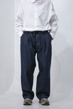 Belt Pin-Tuck Wide Denim Pants