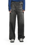 CRACK BRUSH WIDE DENIM PANTS