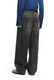 CRACK BRUSH WIDE DENIM PANTS