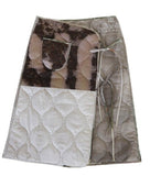 Printed Quilted Wrap Skirt / Beige