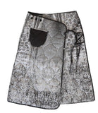 Printed Quilted Wrap Skirt / Black