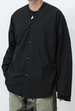 Non-collar Linen Over Trim Shirt