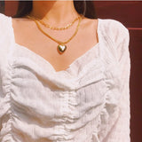 Chubby Heart And Classic Chain Necklace Set