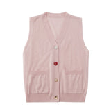 Custom button v-neck knit vest 003