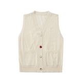 Custom button v-neck knit vest 003