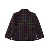 One button short check jacket 003