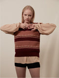 Flower jacquard knit vest 002