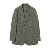 One button check jacket 006