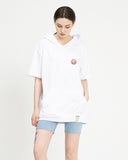 Smile Drawing Red Embroidered Hooded Clip Tee