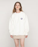 Smile Drawing Purple Embroidery Clip Sweatshirt