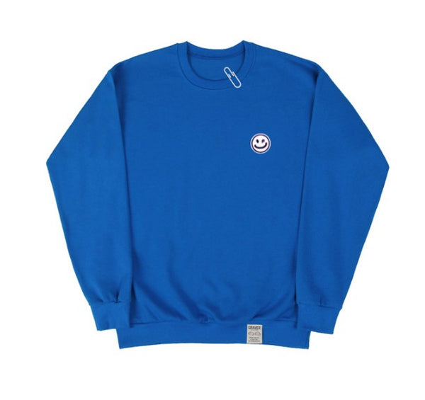 【GRAVER】Smile Drawing Purple Embroidery Clip Sweatshirt Purple flower smile embroidery white clip sweatshirt