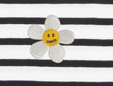Flower Logo Dot Embroidery Stripe Short Sleeve Tee