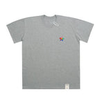 Rainbow Flower Embroidery White Clip Tee