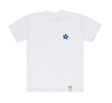Blue Flower Dot Smile Logo White Clip Tee