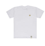 Flower Embroidery Back Logo White Clip Tee