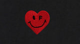 Heart Smile Embroidery Red Clip Windbreaker