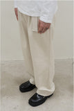 Ecru Cotton Belted Trousers