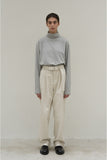 Ecru Cotton Belted Trousers