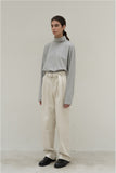 Ecru Cotton Belted Trousers