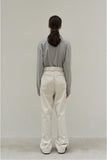 Ecru Cotton Belted Trousers