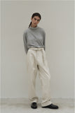 Ecru Cotton Belted Trousers