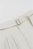 Ecru Cotton Belted Trousers