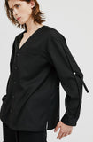 slit v-neck shirt