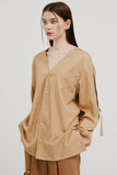 slit v-neck shirt