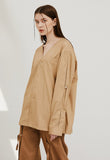 slit v-neck shirt