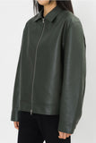 Plain Zipper Leather Jacket