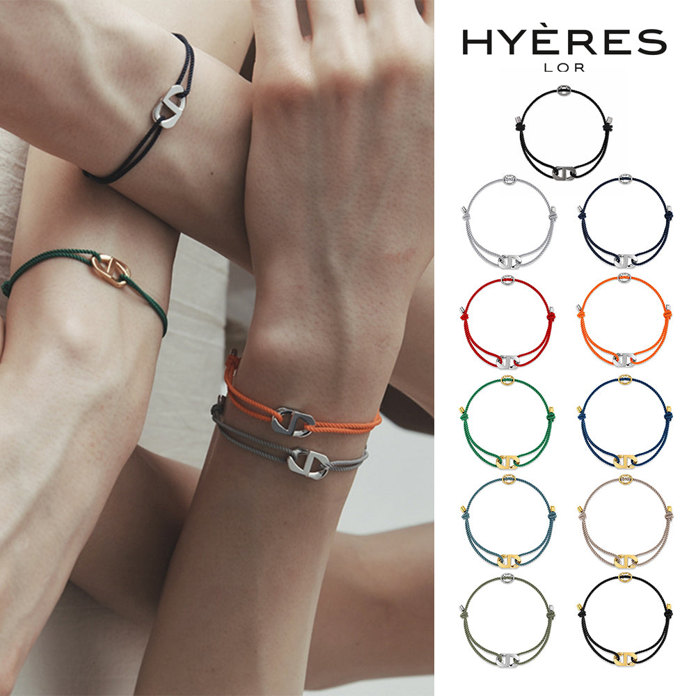 HYÈRES LOR (イエールロール ) - Heriter silver curve emblem string bracelet