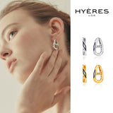 Heriter silver curve emblem earring enamel M